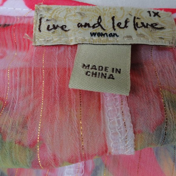 Live and Let Live Size 1X Poncho Blouse Colorful - Picture 8 of 9